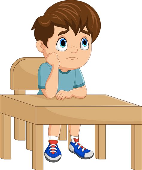 Niño Pequeño De Dibujos Animados Aburrido En La Lección De La Escuela