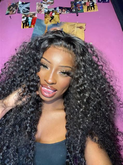Curly Frontal Wig Green Eyes Black Girl Dewy Makeup Curly Frontal