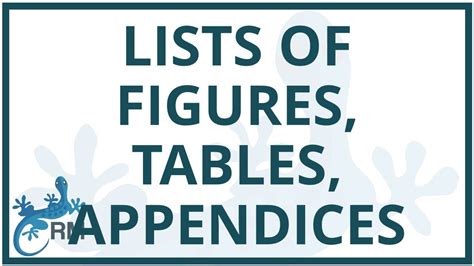 Format A Word Document Part 2 List Of Figures Tables Appendices
