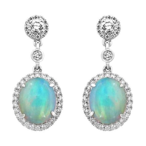 Antique Opal Diamond Gold Dangle Earrings At 1stdibs