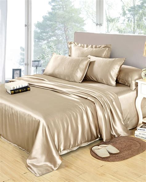 サントスピンク Satin Sheets Twin 3 Piece Taupe Hotel Luxury Silky Bed