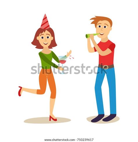 Vector Flat Girl Party Hat Holding Stock Vector Royalty Free 750239617 Shutterstock