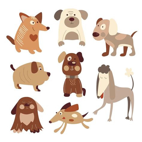 Premium Vector Dogs Of Different Breeds Cartoon Style Cute And Playful