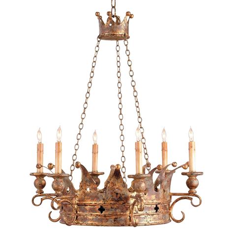 Henrico Crown Gold Leaf 6 Light Chandelier Kathy Kuo Home