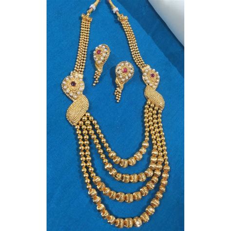 Akruti Collection Gold Plated Long Necklace Set