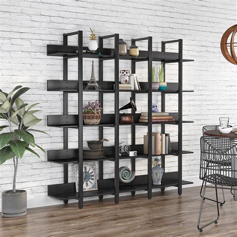 Tribesigns Bookcase Industrial Triple Wide 5 Tiers Open Bookshelf