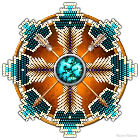 Turquoise Native American Style Mandala By Ricky Barnes Native