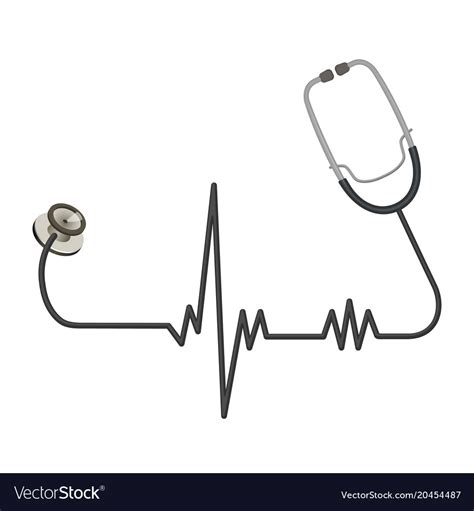 Medical Stethoscope With Long Wire In Shape Ekg Vector Image