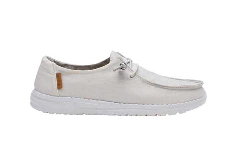2021 © hey dude shoes. Hey Dude Shoes Womens Wendy Linen Shoes In Chambray White | 121410123 - Glik's