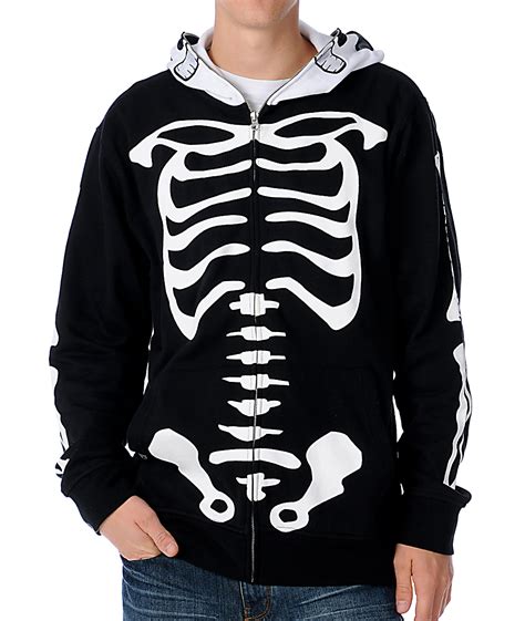 Volcom Fear Skeleton White And Black Full Zip Face Mask Hoodie Zumiez