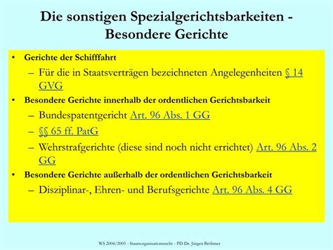 Das bundesverfassungsgericht entscheidet außerdem über die auslegung des grundgesetzes, wenn sich bundesregierung, bundestag oder bundesrat über ihre rechte und pflichten streiten. PPT - Staatsrecht I Staatsorganisationsrecht WS 2004/2005 ...