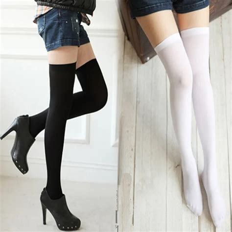 Womens Long Cotton Stockings 7 Solid Colors Fashion Sexy Warm Thigh
