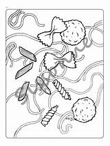 Coloring Meatballs Pasta Sheet Noodles Spaghetti Printable Activities Meatball sketch template