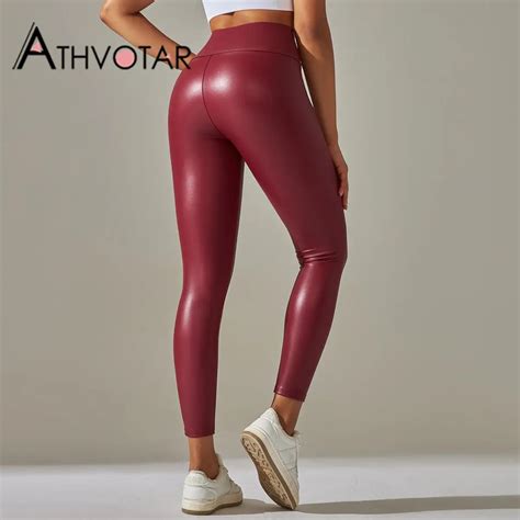Athvotar Xs Xl Pu Leather Pants Women Fashion Red Push Up Sexy