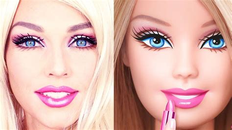 woman transforms herself into barbie using only makeup barbie makeup doll makeup tutorial
