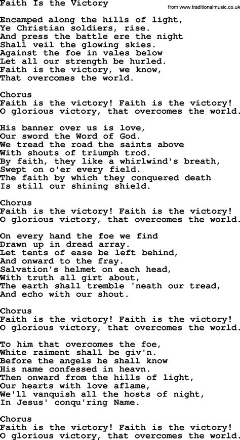 Baptist Hymnal Christian Song Faith Is The Victory Lyrics With Pdf
