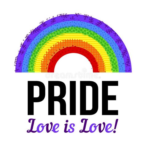 vector print for t shirt with pride lgbt bright rainbow and text love is love stock illustration