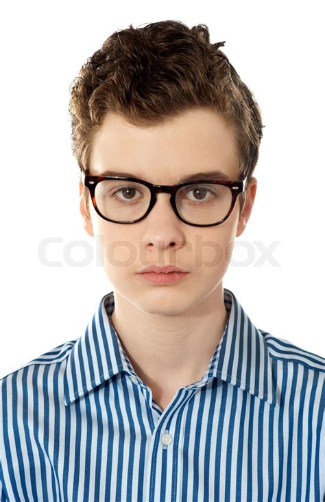 Closeup Eines Jungen Mit Brille Stock Bild Colourbox