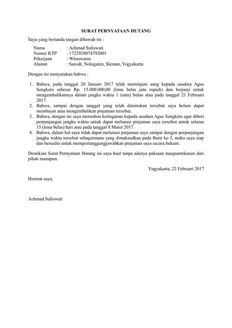 Savesave contoh surat pernyataan diri for later. Download Contoh Surat Pernyataan Hutang Terbaru