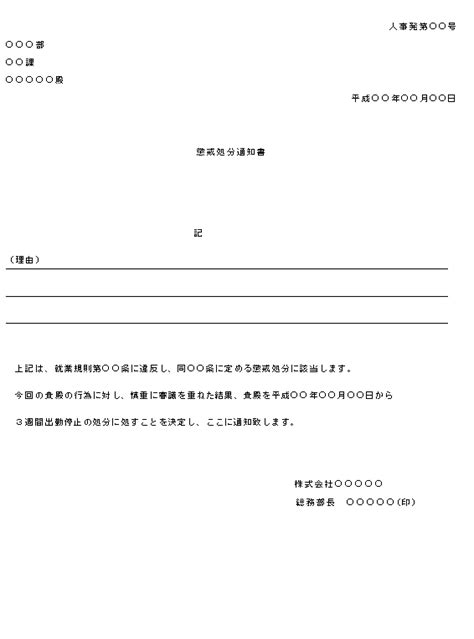 The site owner hides the web page description. ビジネス文書の書き方-懲戒処分の通知