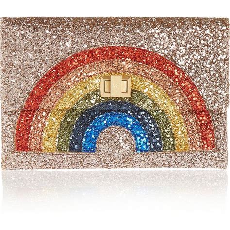 Anya Hindmarch Valorie Glitter Finished Canvas Clutch Canvas Clutch