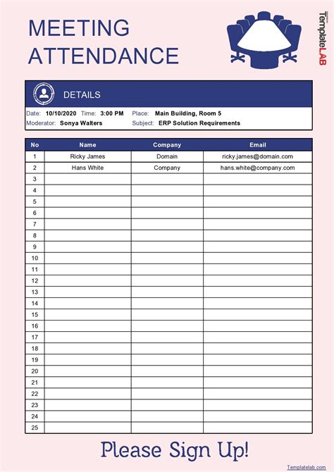 43 Free Printable Attendance Sheet Templates Templatelab Download The