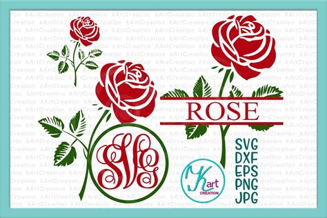 Flower Rose Split Circle Monogram For Name Svg Dxf Png Files