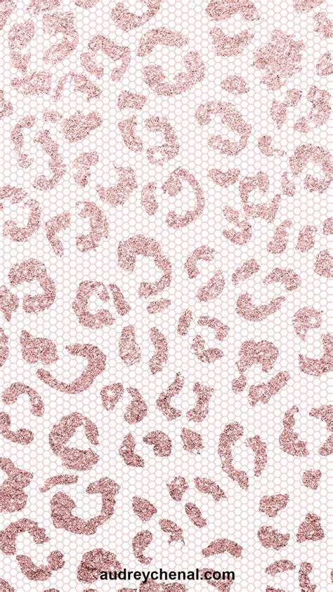 Wallpaper Pink Glitter Hand Drawn Leopard Pattern On Pastel Pink Lace
