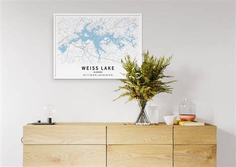 Printable Map Of Weiss Lake Alabama United States Instant Etsy