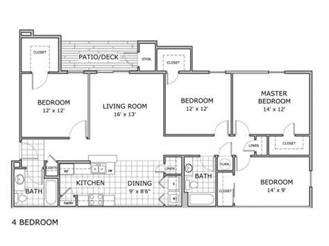 Four Bedroom Apartment Floor Plan