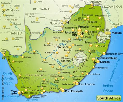 Landkarte Von Südafrika Stock Vektorgrafik Adobe Stock