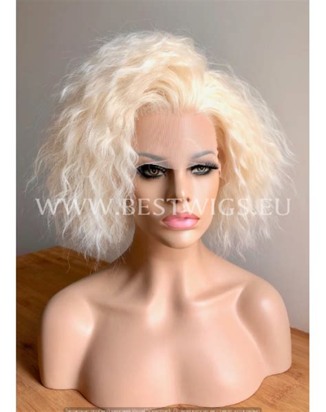 Synthetic Lace Front Wig Curly Short Hair Platinum Blonde