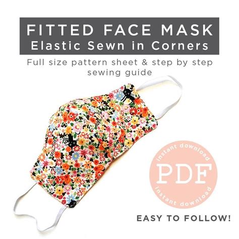 Fitted Face Mask Pattern Pdf Face Mask 2 Styles 4 Sizes Etsy Face