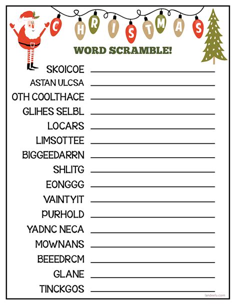 Free Printable Christmas Word Scramble With Answers