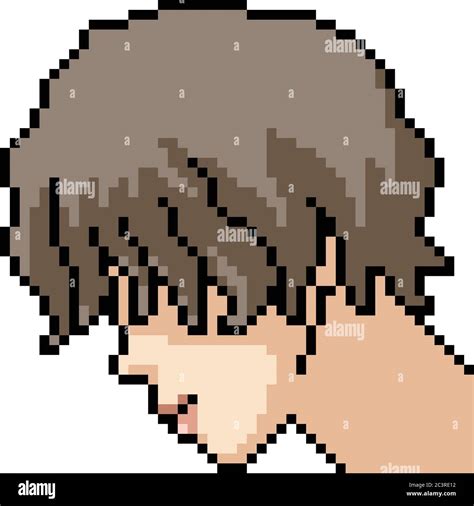 Vector Pixel Art Teenager Head Isolated Cartoon Stock Vector Image