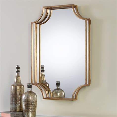 Lindee Antique Gold Cut Corner Rectangular Wall Mirror