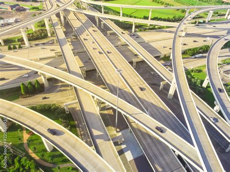 Vertical Aerial View Massive Highway Intersection Stack Interchange At