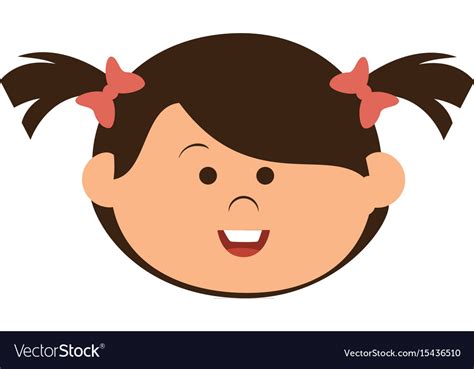 Cute Little Girl Head Character Royalty Free Vector Image