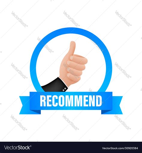 Recommend Icon White Label Recommended On Blue Vector Image