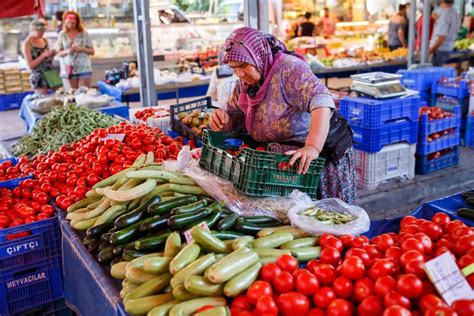 The Seller Of Vegetables In The Turkish Market Kemer Turkey