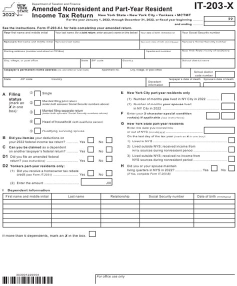 Form It 203 X Download Fillable Pdf Or Fill Online Amended Nonresident