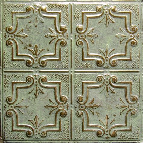 Painted Tin Tile Pattern 16 In Gold Patina Tin Ceiling Tiles