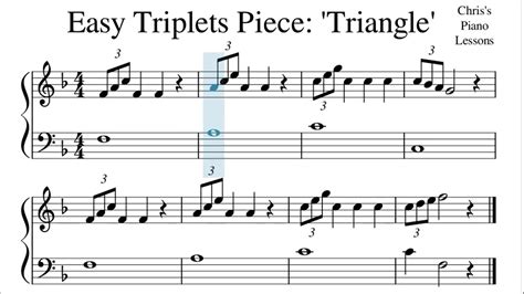 Triplet Rhythm Piece For Piano Beginners Triangle Easy Sheet Music