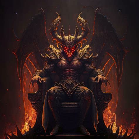 Devil In Hell Demon Sitting On A Throne Warrior King Sitting On The Throne Fantasy Scenery