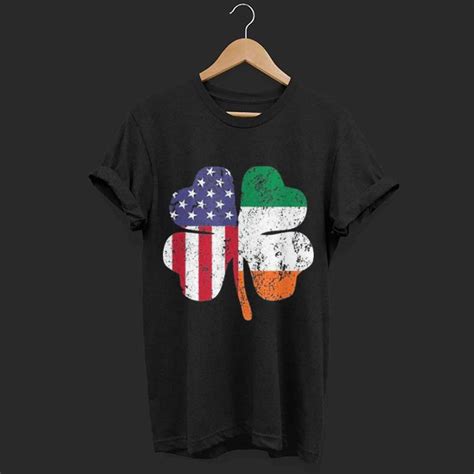 Irish American Flag Shamrock St Patricks Day Shirt Hoodie Sweater