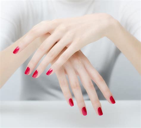 Beautiful Elegant Pale Hands And Long Gracious Fingers Stock Photo