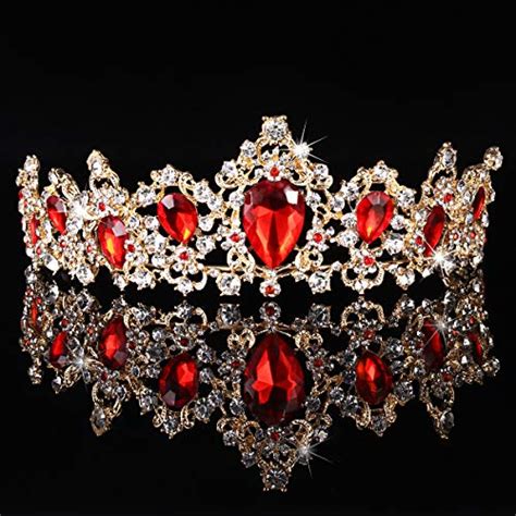 frcolor tiara crown for women rhinestone queen crowns wedding tiara crowns headband red