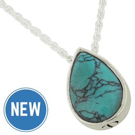 Turquoise Teardrop Pendant For Ashes Pendant Remembrance Jewelry