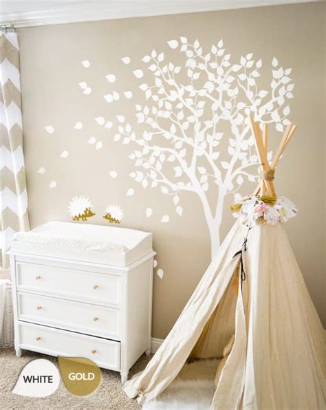 White Tree Wall Decals Nursery Wall Decal Large Kids Room Etsy