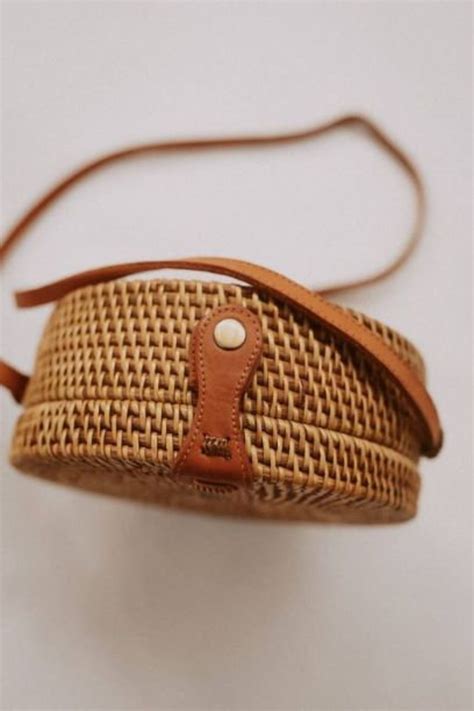 Round Rattan Purse In Natural Etsy